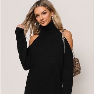beige cutout turtleneck